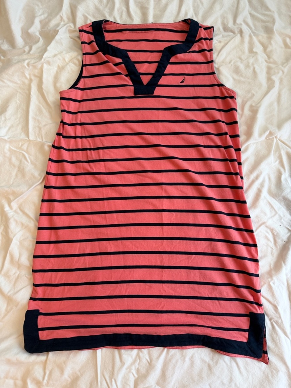 Striped Nautica Sleeveless Coral & Navy Tunic Dress